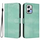 For Redmi Note 11T Pro+ / Note 12T Pro / K50i Line Splicing Buckle Retro Leather Phone Case(Mint) - 2