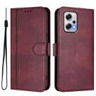 For Redmi Note 11T Pro+ / Note 12T Pro / K50i Line Splicing Buckle Retro Leather Phone Case(Wine Red) - 2
