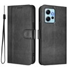 For Redmi Note 12 4G Global Line Splicing Buckle Retro Leather Phone Case(Black) - 2