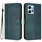 For Redmi Note 12 4G Global Line Splicing Buckle Retro Leather Phone Case(Dark Green) - 2