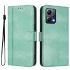 For Redmi Note 12 5G India / Xiaomi Poco X5 Line Splicing Buckle Retro Leather Phone Case(Mint) - 2