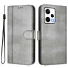 For Redmi Note 12 Pro+ 5G India Line Splicing Buckle Retro Leather Phone Case(Grey) - 2