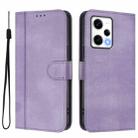 For Redmi Note 12 Pro+ 5G India Line Splicing Buckle Retro Leather Phone Case(Purple) - 2