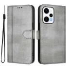 For Redmi Note 12 Turbo 5G / Xiaomi Poco F5 Line Splicing Buckle Retro Leather Phone Case(Grey) - 2
