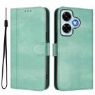 For Redmi Note 13 4G Global Line Splicing Buckle Retro Leather Phone Case(Mint) - 2