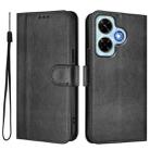 For Redmi Note 13 4G Global Line Splicing Buckle Retro Leather Phone Case(Black) - 2