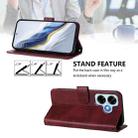For Redmi Note 13 4G Global Line Splicing Buckle Retro Leather Phone Case(Wine Red) - 3