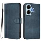 For Redmi Note 13 4G Global Line Splicing Buckle Retro Leather Phone Case(Dark Blue) - 2