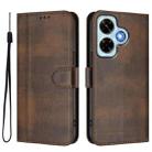 For Redmi Note 13 4G Global Line Splicing Buckle Retro Leather Phone Case(Brown) - 2