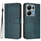 For Redmi Note 13 Pro 4G Global Line Splicing Buckle Retro Leather Phone Case(Dark Green) - 2