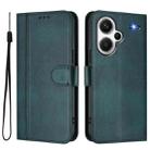 For Redmi Note 13 Pro+ 5G Global Line Splicing Buckle Retro Leather Phone Case(Dark Green) - 2