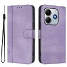 For Redmi Note 14 4G 163.25mm Line Splicing Buckle Retro Leather Phone Case(Purple) - 2