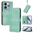 For Redmi Note 14 4G 164.84mm Line Splicing Buckle Retro Leather Phone Case(Mint) - 1