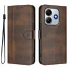 For Redmi Note 14 5G India Line Splicing Buckle Retro Leather Phone Case(Brown) - 2