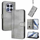 For Redmi Note 14 Pro 4G Global Line Splicing Buckle Retro Leather Phone Case(Grey) - 1