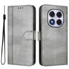 For Redmi Note 14 Pro 4G Global Line Splicing Buckle Retro Leather Phone Case(Grey) - 2