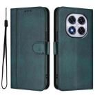 For Redmi Note 14 Pro 4G Global Line Splicing Buckle Retro Leather Phone Case(Dark Green) - 2