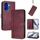 For Redmi A5 4G 171.7mm / Xiaomi Poco C71 Line Splicing Buckle Retro Leather Phone Case(Wine Red) - 1