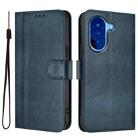 For Redmi A5 4G 171.7mm / Xiaomi Poco C71 Line Splicing Buckle Retro Leather Phone Case(Dark Blue) - 2