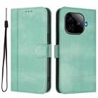 For vivo iQOO Z9 5G / iQOO Z9 Turbo 5G Line Splicing Buckle Retro Leather Phone Case(Mint) - 2