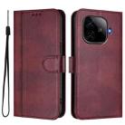 For vivo iQOO Z9 5G / iQOO Z9 Turbo 5G Line Splicing Buckle Retro Leather Phone Case(Wine Red) - 2