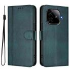 For vivo iQOO Z9 5G / iQOO Z9 Turbo 5G Line Splicing Buckle Retro Leather Phone Case(Dark Green) - 2