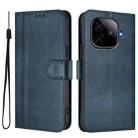 For vivo iQOO Z9 5G / iQOO Z9 Turbo 5G Line Splicing Buckle Retro Leather Phone Case(Dark Blue) - 2