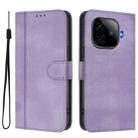 For vivo iQOO Z9 5G / iQOO Z9 Turbo 5G Line Splicing Buckle Retro Leather Phone Case(Purple) - 2