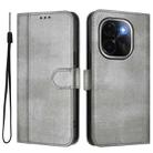 For vivo iQOO Z9s Pro 5G / T3 Pro 5G India Line Splicing Buckle Retro Leather Phone Case(Grey) - 2