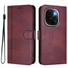 For vivo iQOO Z9s Pro 5G / T3 Pro 5G India Line Splicing Buckle Retro Leather Phone Case(Wine Red) - 2