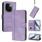 For vivo iQOO Z9s Pro 5G / T3 Pro 5G India Line Splicing Buckle Retro Leather Phone Case(Purple) - 1