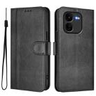For vivo iQOO Z9x Line Splicing Buckle Retro Leather Phone Case(Black) - 2