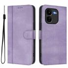 For vivo iQOO Z9x Line Splicing Buckle Retro Leather Phone Case(Purple) - 2
