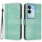 For vivo V29 5G Global / V29 Pro Line Splicing Buckle Retro Leather Phone Case(Mint) - 2