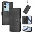 For vivo V29 5G Global / V29 Pro Line Splicing Buckle Retro Leather Phone Case(Black) - 1
