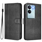 For vivo V29 5G Global / V29 Pro Line Splicing Buckle Retro Leather Phone Case(Black) - 2
