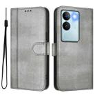 For vivo V29 5G Global / V29 Pro Line Splicing Buckle Retro Leather Phone Case(Grey) - 2