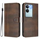 For vivo V29 5G Global / V29 Pro Line Splicing Buckle Retro Leather Phone Case(Brown) - 2