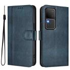 For vivo V30 5G / V30 Pro 5G Global Line Splicing Buckle Retro Leather Phone Case(Dark Blue) - 2