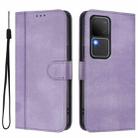 For vivo V30 5G / V30 Pro 5G Global Line Splicing Buckle Retro Leather Phone Case(Purple) - 2