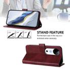 For vivo S19 Line Splicing Buckle Retro Leather Phone Case(Wine Red) - 3