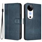 For vivo S19 Line Splicing Buckle Retro Leather Phone Case(Dark Blue) - 2