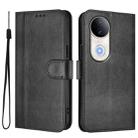 For vivo S20 5G Line Splicing Buckle Retro Leather Phone Case(Black) - 2