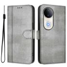 For vivo S20 5G Line Splicing Buckle Retro Leather Phone Case(Grey) - 2