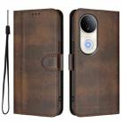 For vivo S20 5G Line Splicing Buckle Retro Leather Phone Case(Brown) - 2