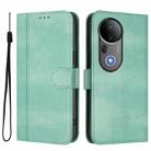 For vivo S20 Pro 5G Line Splicing Buckle Retro Leather Phone Case(Mint) - 2