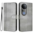 For vivo S20 Pro 5G Line Splicing Buckle Retro Leather Phone Case(Grey) - 2