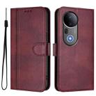For vivo S20 Pro 5G Line Splicing Buckle Retro Leather Phone Case(Wine Red) - 2