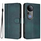 For vivo S20 Pro 5G Line Splicing Buckle Retro Leather Phone Case(Dark Green) - 2