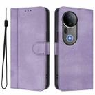 For vivo S20 Pro 5G Line Splicing Buckle Retro Leather Phone Case(Purple) - 2